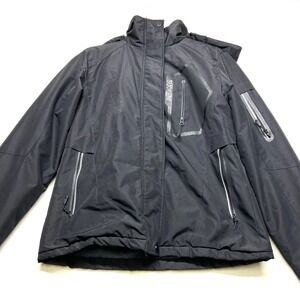 Suokeni Ski Jacket Women's Small Black Waterproof Hooded Fleece Lined Full Zip